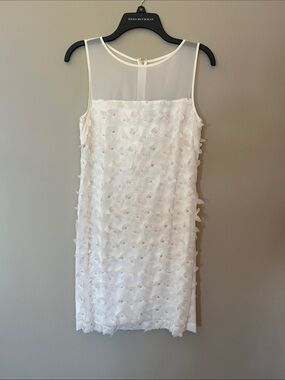 Karl Lagerfeld White Sleeveless Floral Appliqué Mini Dress